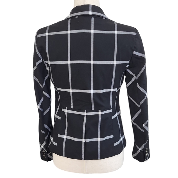 EUC 7th Avenue women's plaid 1 button blazer jacket, 2P, black white - Picture 3 of 10